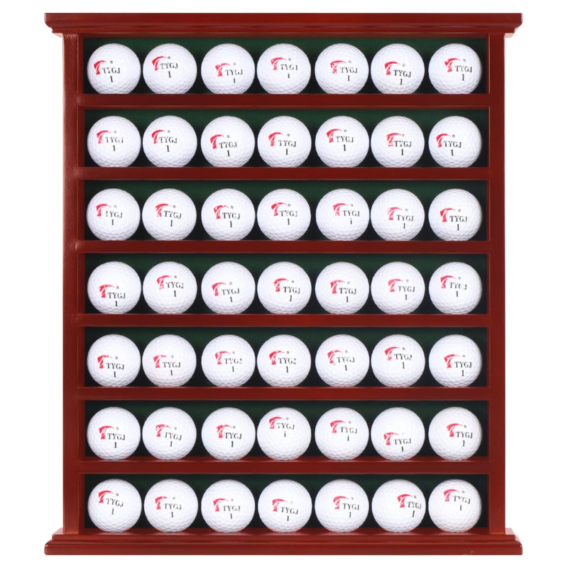 DisplayGifts Golf Gift 49-Golf Ball Display Case Cabinet Rack, No Door Open Rack Mahogany Finish - Image 2